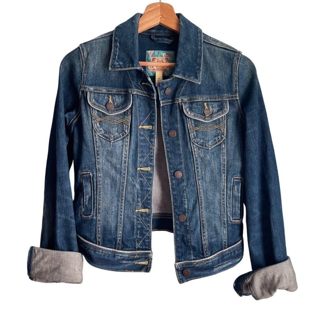 Vintage Y2K Abercrombie & Fitch Women Denim Jacket Size Small Festival Preppy